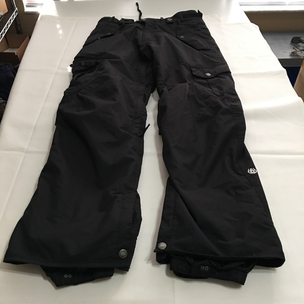 686 Smarty Snowboarding Ski Pants Mens Small Black Cargo Insulated Winter